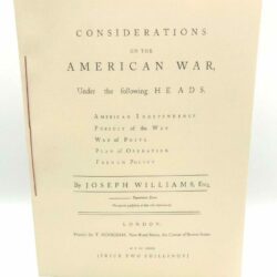 Considerations on the American War, by Joseph Williams, London, 1782 1