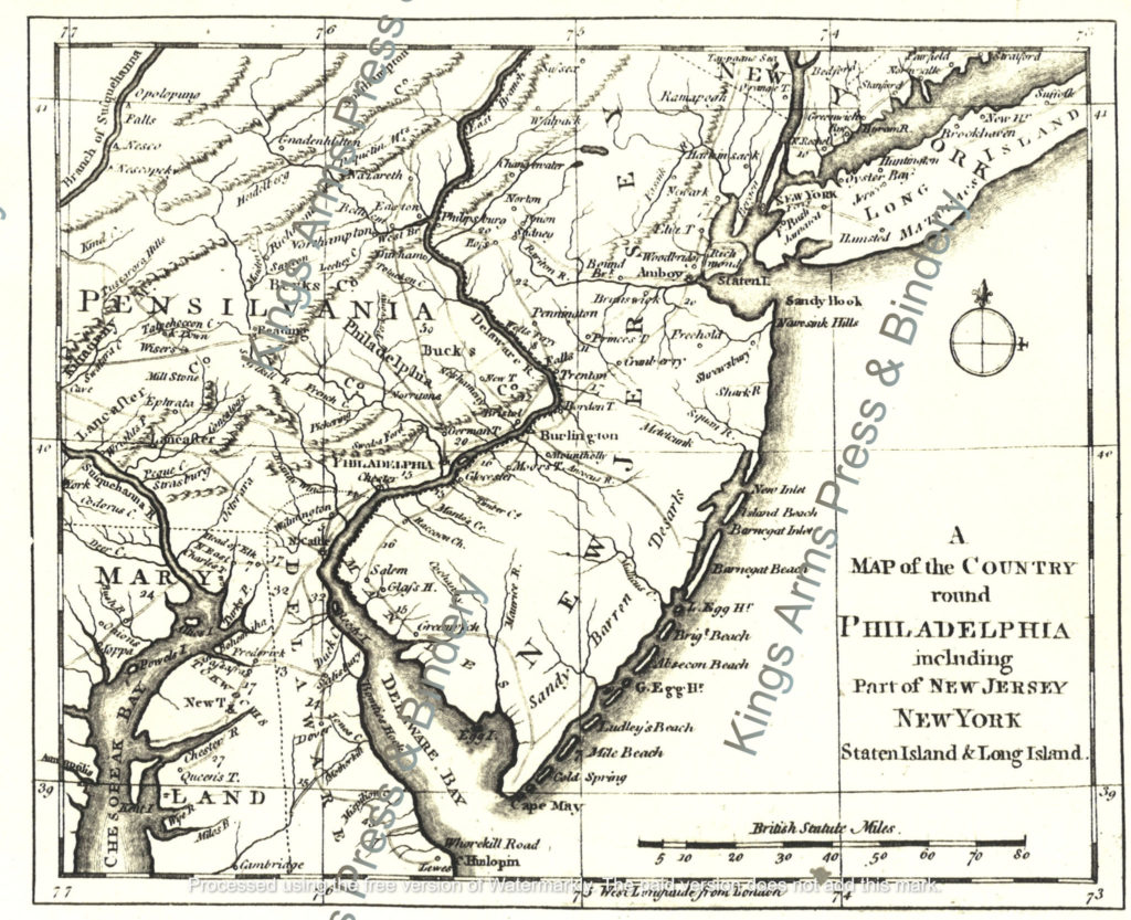A Map of the country round Philadelphia including part of New Jersey