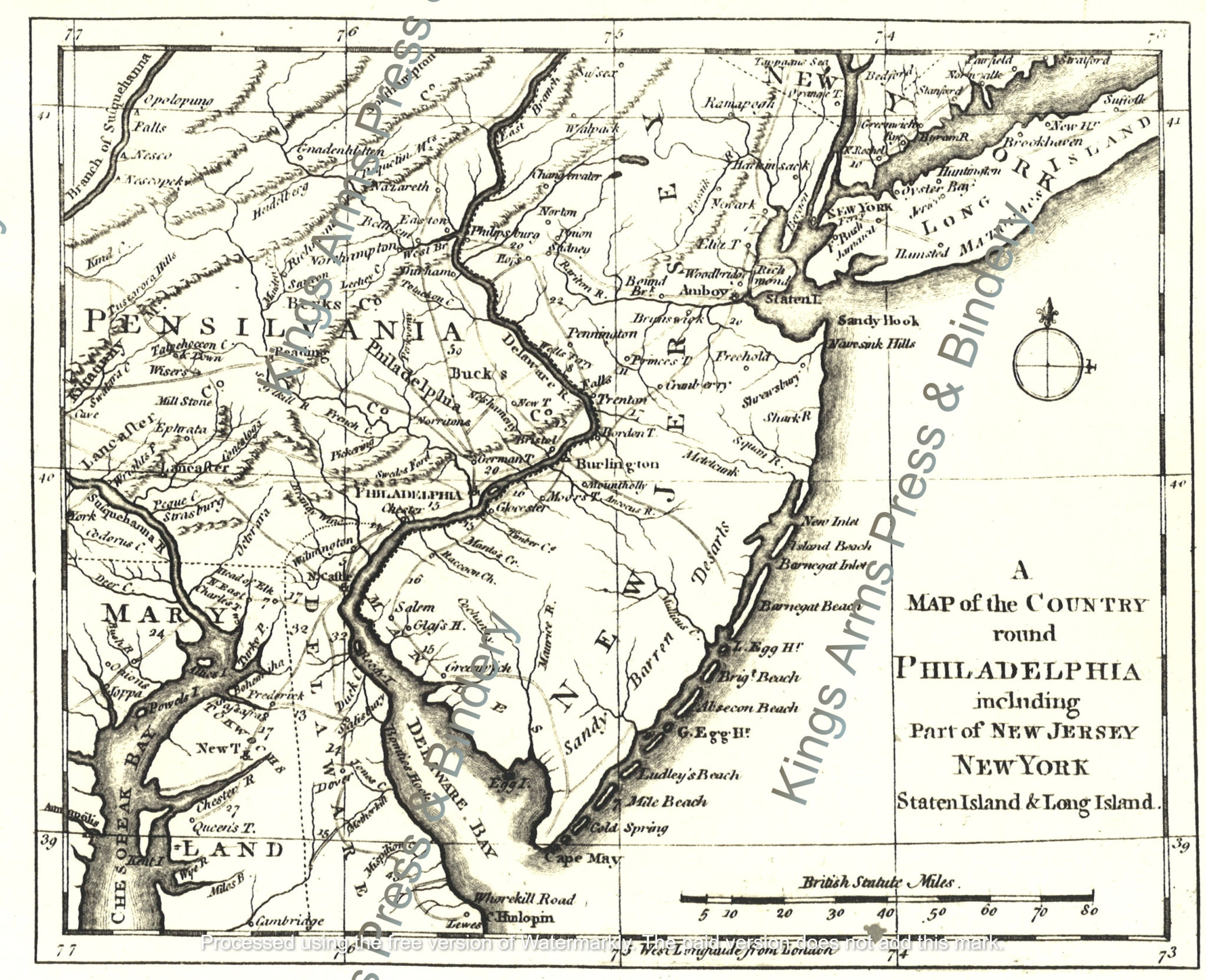 A Map Of The Country Round Philadelphia Including Part Of New Jersey