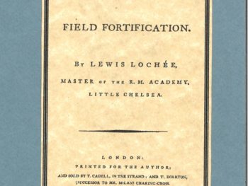 Lochee's Elements of Field Fortification in an 18th c. printer's blue paper binding.