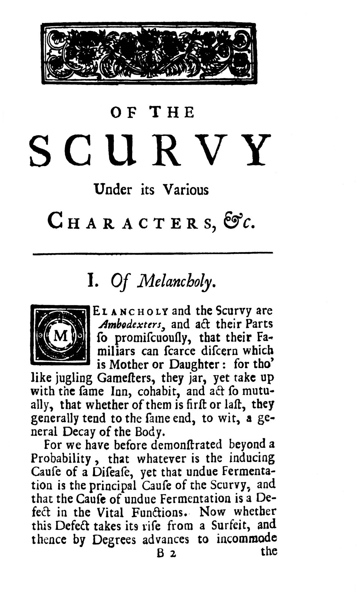 A Short Essay on the Scurvy: in which the Causes and Cure of that Disease are briefly stated and Demonstrated. ... With a Touch on old Venereal Cases, and some Remarks on the Doctrine of Acids and Alkalies. 1714 5