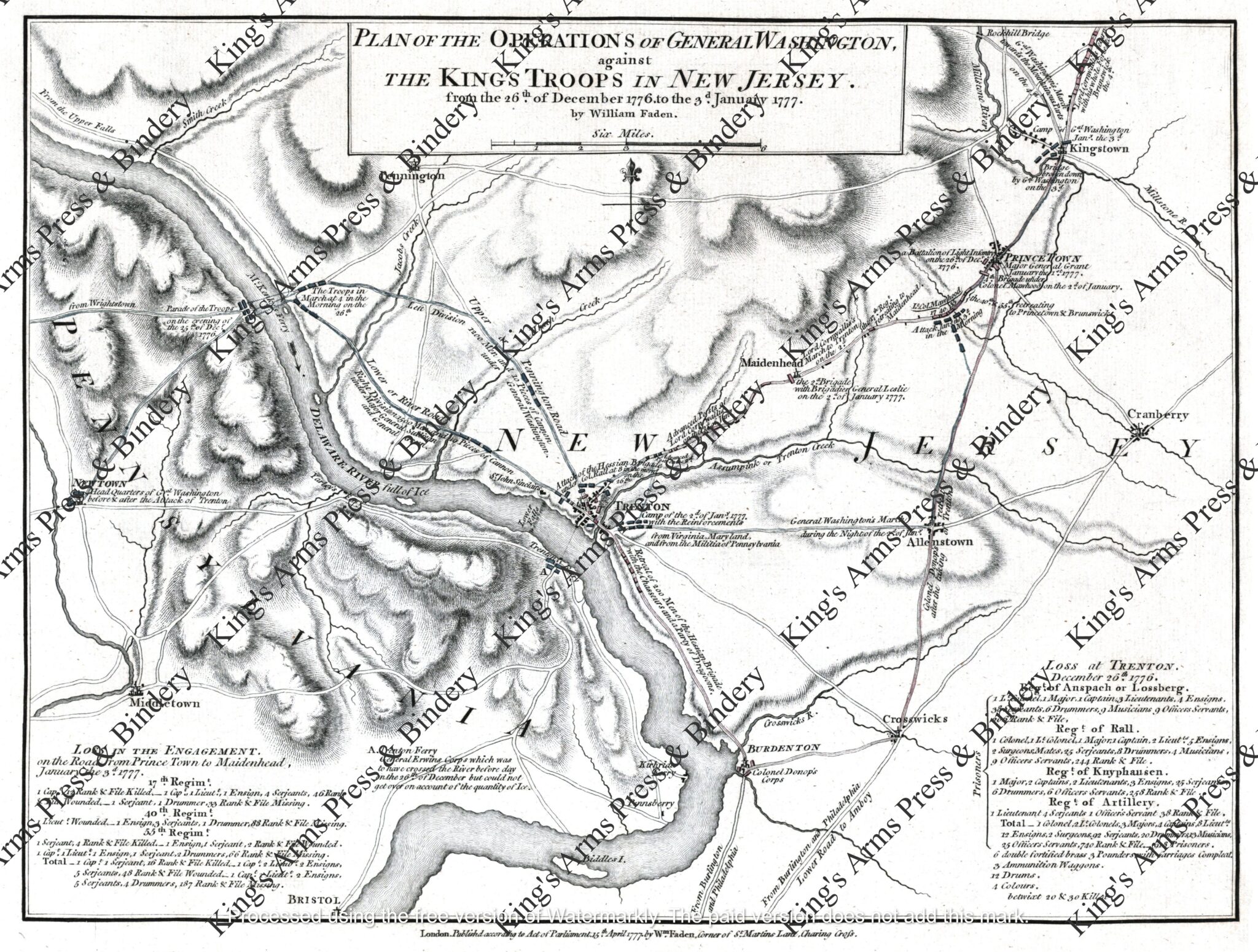 Map of the Battle of Trenton, William Faden, 1777